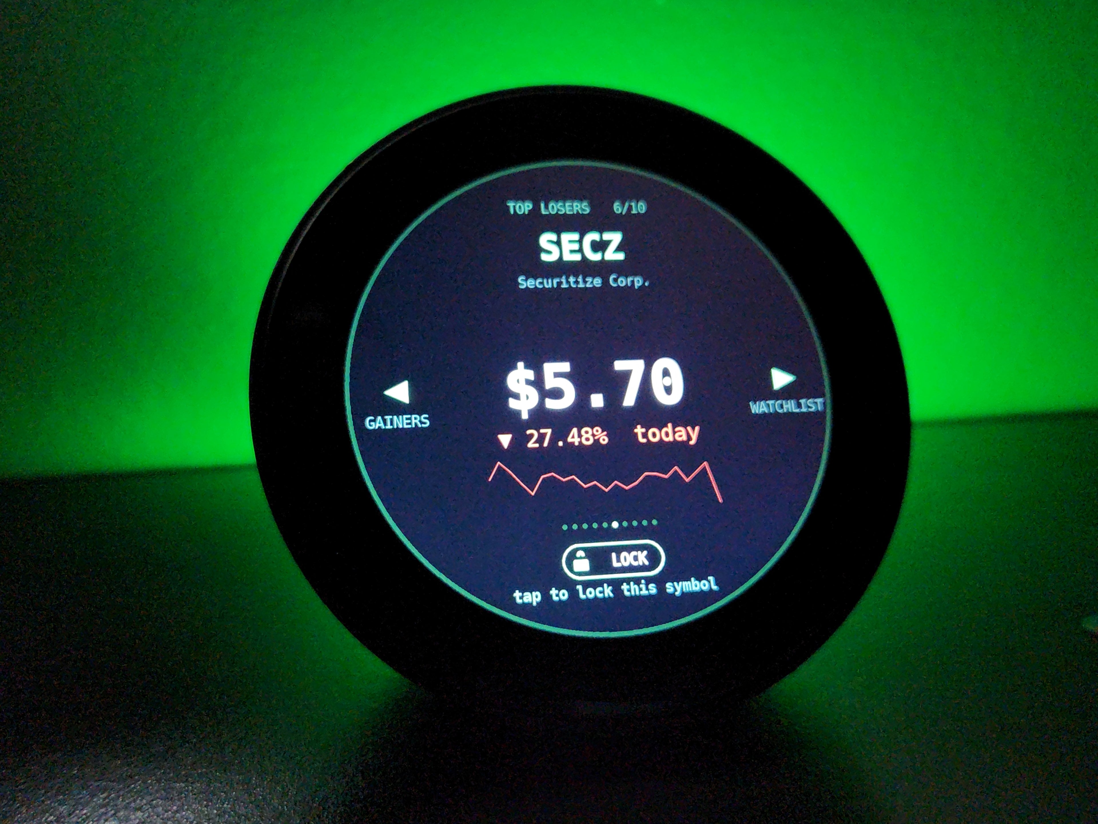 Finance Tickers (Battery-Free)
